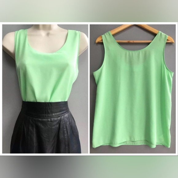 Etsy Tops - Vintage Top St Michael 90s Vest Blouse Chiffon Retro Apple Green Size 10 UK